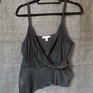 Black camisole with asymmetrical hem